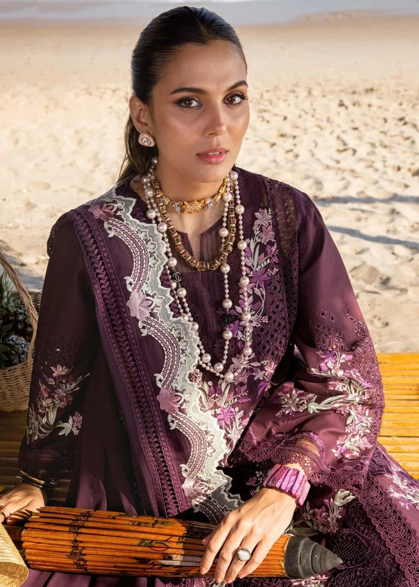 Saira Shakira Embroidered Luxury Lawn 3 Pc Unstitched Suit DAHLIA - B - 3 Pieces Lawn - Zainabjees
