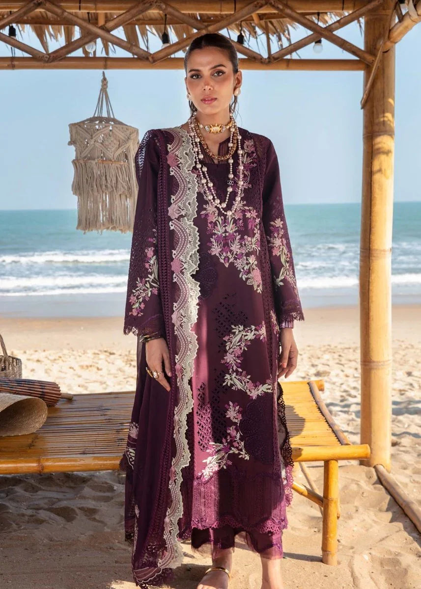 Saira Shakira Embroidered Luxury Lawn 3 Pc Unstitched Suit DAHLIA - B - 3 Pieces Lawn - Zainabjees