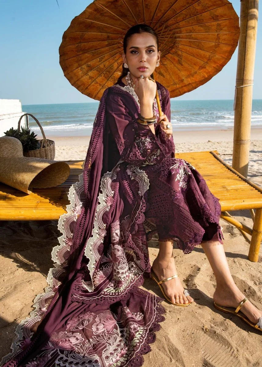 Saira Shakira Embroidered Luxury Lawn 3 Pc Unstitched Suit DAHLIA - B - 3 Pieces Lawn - Zainabjees