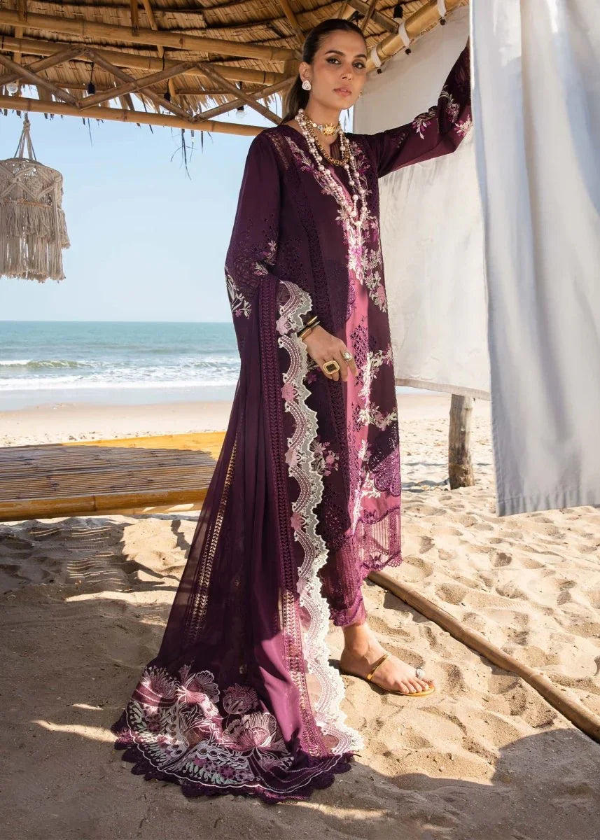 Saira Shakira Embroidered Luxury Lawn 3 Pc Unstitched Suit DAHLIA - B - 3 Pieces Lawn - Zainabjees