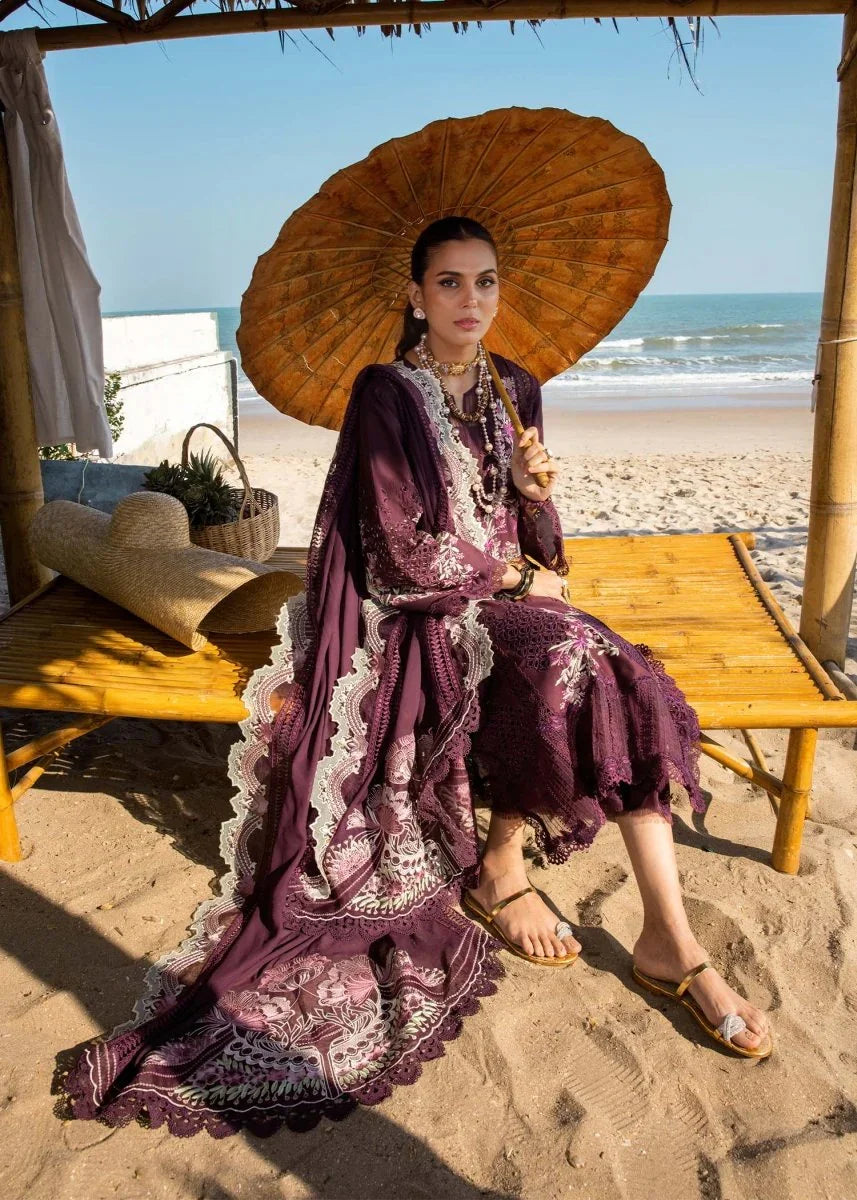 Saira Shakira Embroidered Luxury Lawn 3 Pc Unstitched Suit DAHLIA - B - 3 Pieces Lawn - Zainabjees