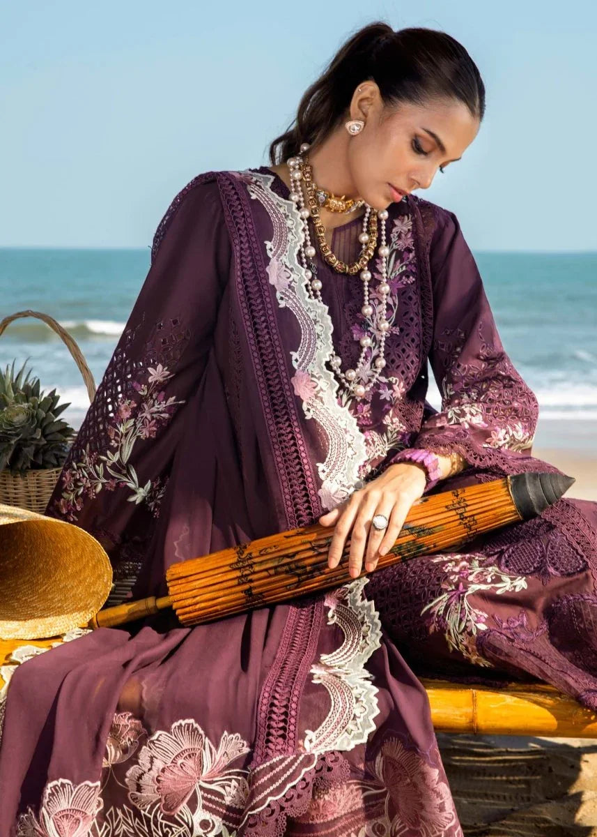 Saira Shakira Embroidered Luxury Lawn 3 Pc Unstitched Suit DAHLIA - B - 3 Pieces Lawn - Zainabjees