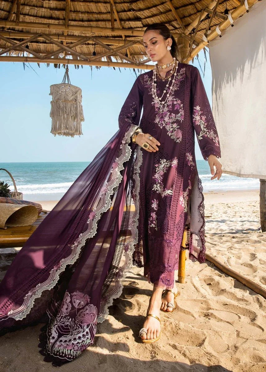 Saira Shakira Embroidered Luxury Lawn 3 Pc Unstitched Suit DAHLIA - B - 3 Pieces Lawn - Zainabjees