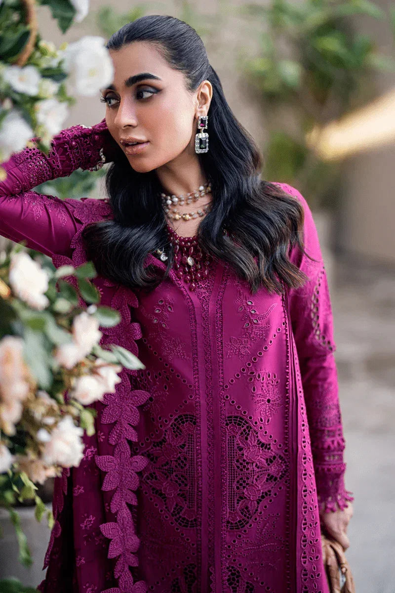 Qalamkar Luxury Lawn Embroidered 3 Pc Unstitched Collection FK - 11 VIOLET - 3 Pieces Lawn - Zainabjees