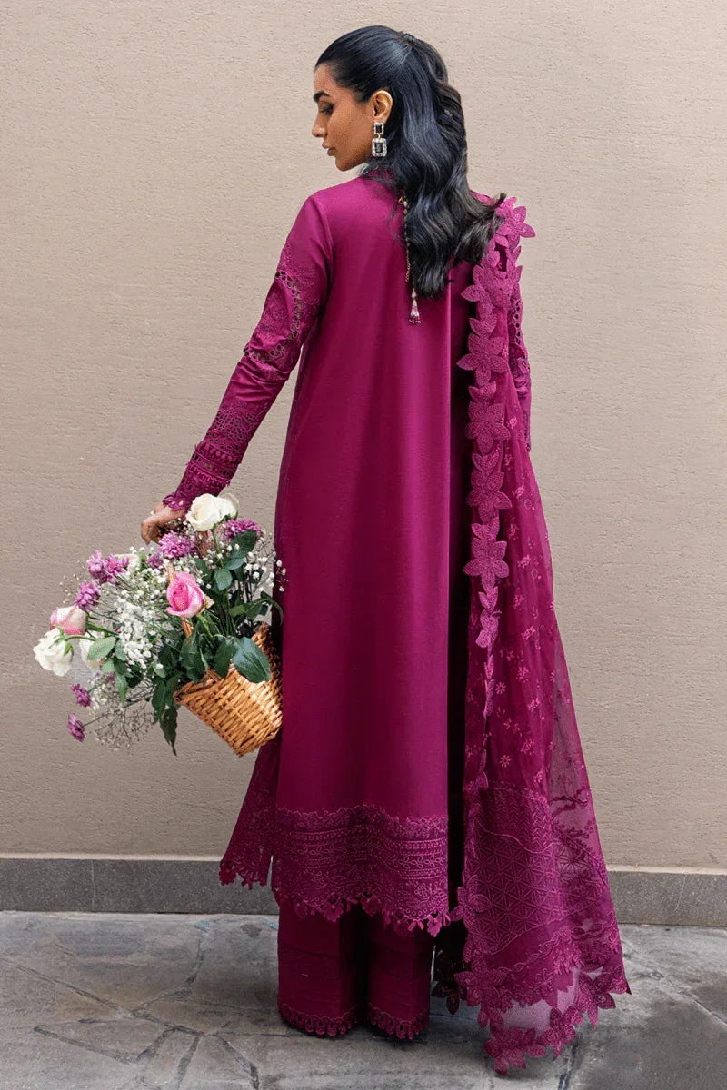 Qalamkar Luxury Lawn Embroidered 3 Pc Unstitched Collection FK - 11 VIOLET - 3 Pieces Lawn - Zainabjees
