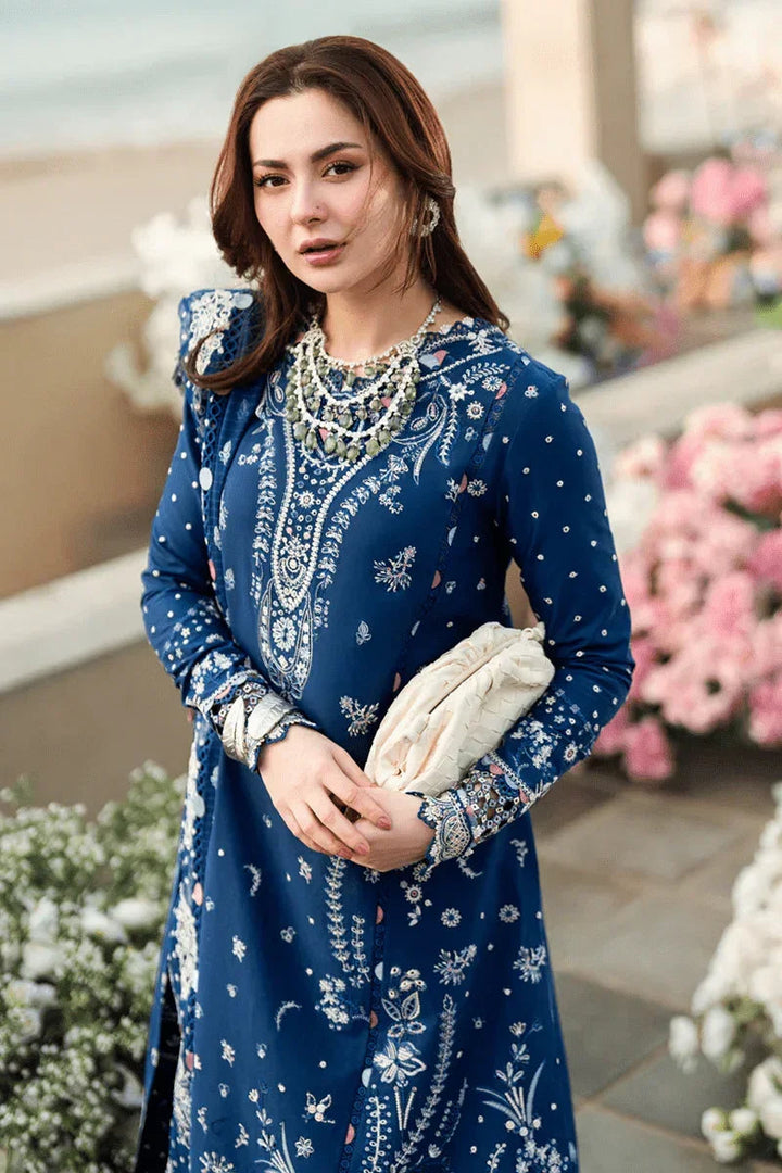 Qalamkar Sahil Kinare Luxury Lawn Embroidered Unstitched 3 Piece FK - 05 AURORA - 3 Pieces Lawn - Zainabjees
