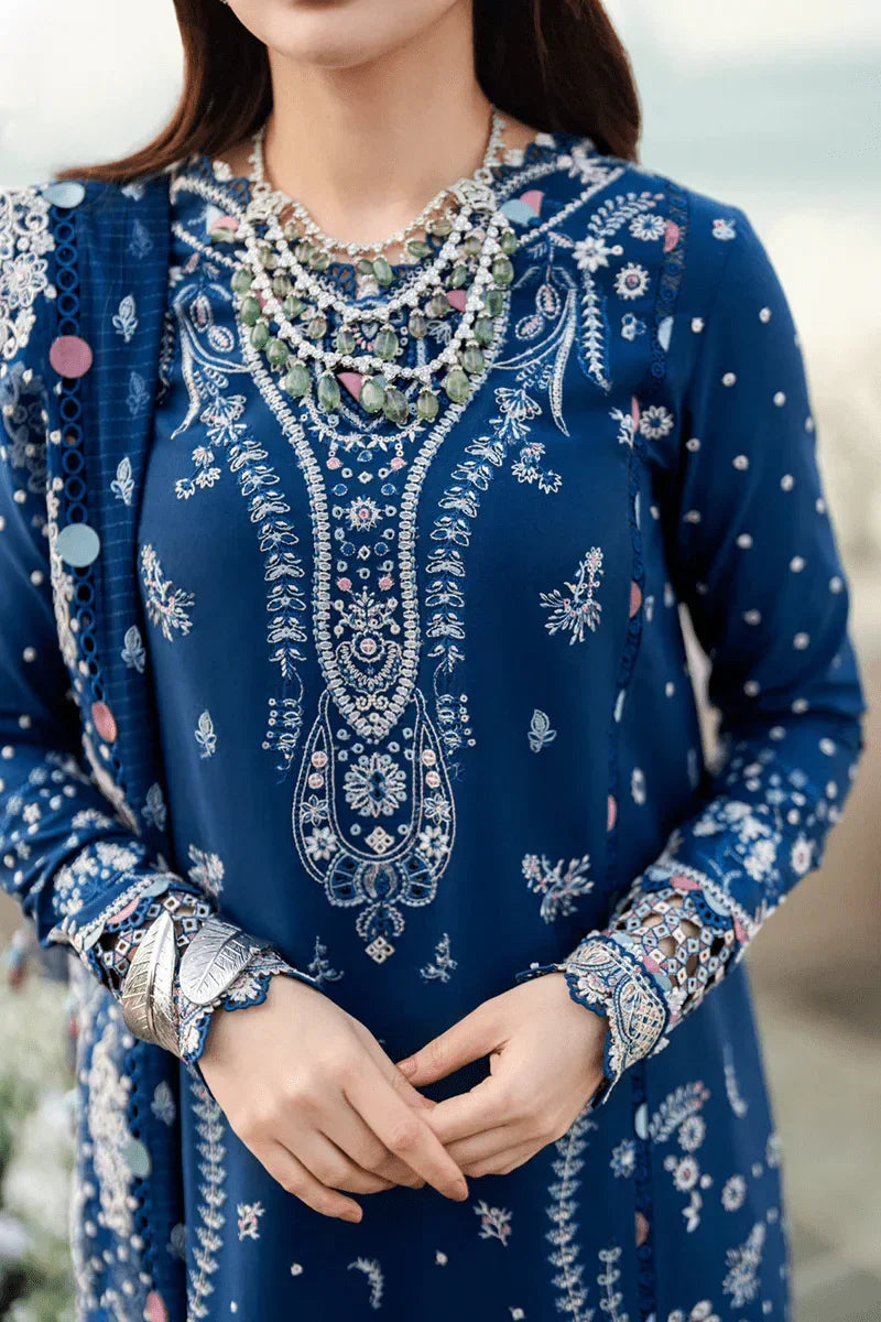 Qalamkar Sahil Kinare Luxury Lawn Embroidered Unstitched 3 Piece FK - 05 AURORA - 3 Pieces Lawn - Zainabjees