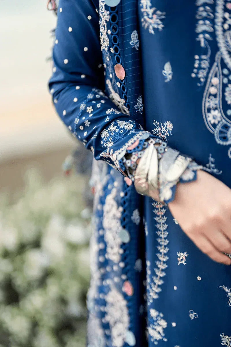 Qalamkar Sahil Kinare Luxury Lawn Embroidered Unstitched 3 Piece FK - 05 AURORA - 3 Pieces Lawn - Zainabjees