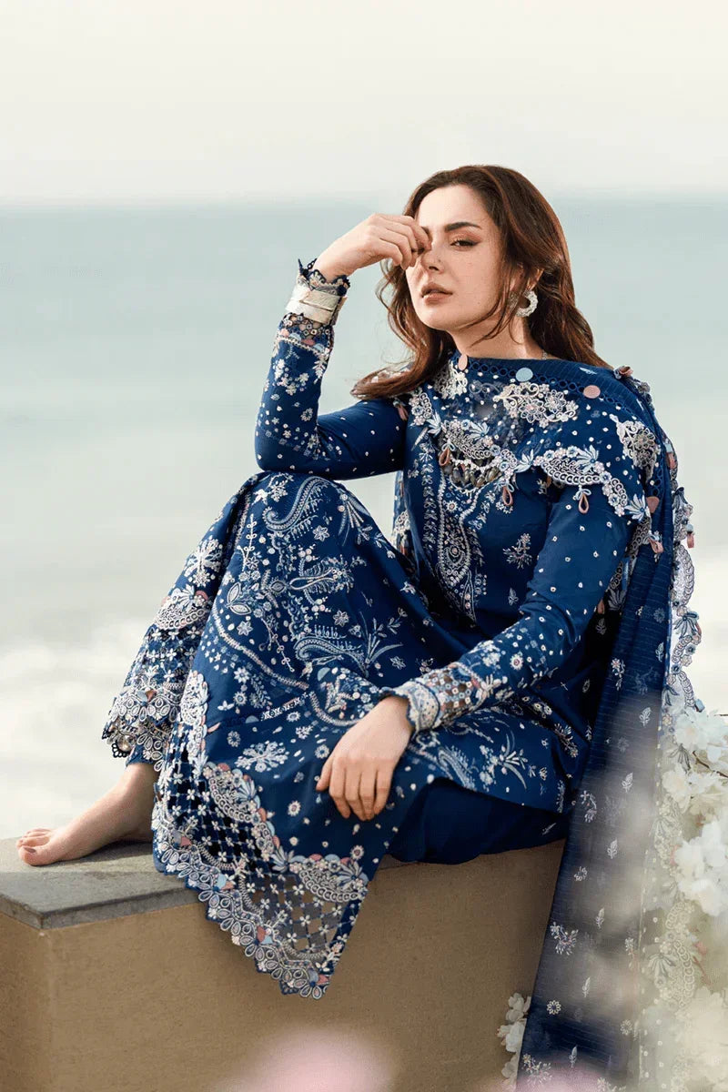 Qalamkar Sahil Kinare Luxury Lawn Embroidered Unstitched 3 Piece FK - 05 AURORA - 3 Pieces Lawn - Zainabjees