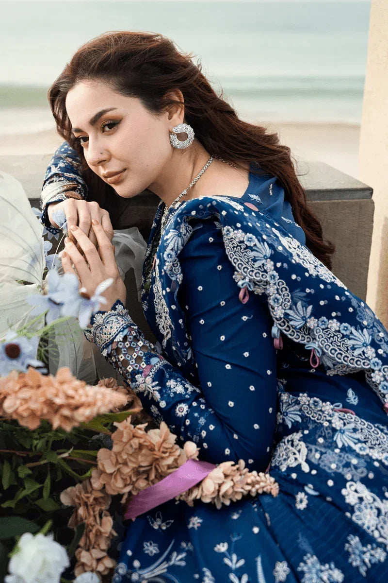Qalamkar Sahil Kinare Luxury Lawn Embroidered Unstitched 3 Piece FK - 05 AURORA - 3 Pieces Lawn - Zainabjees