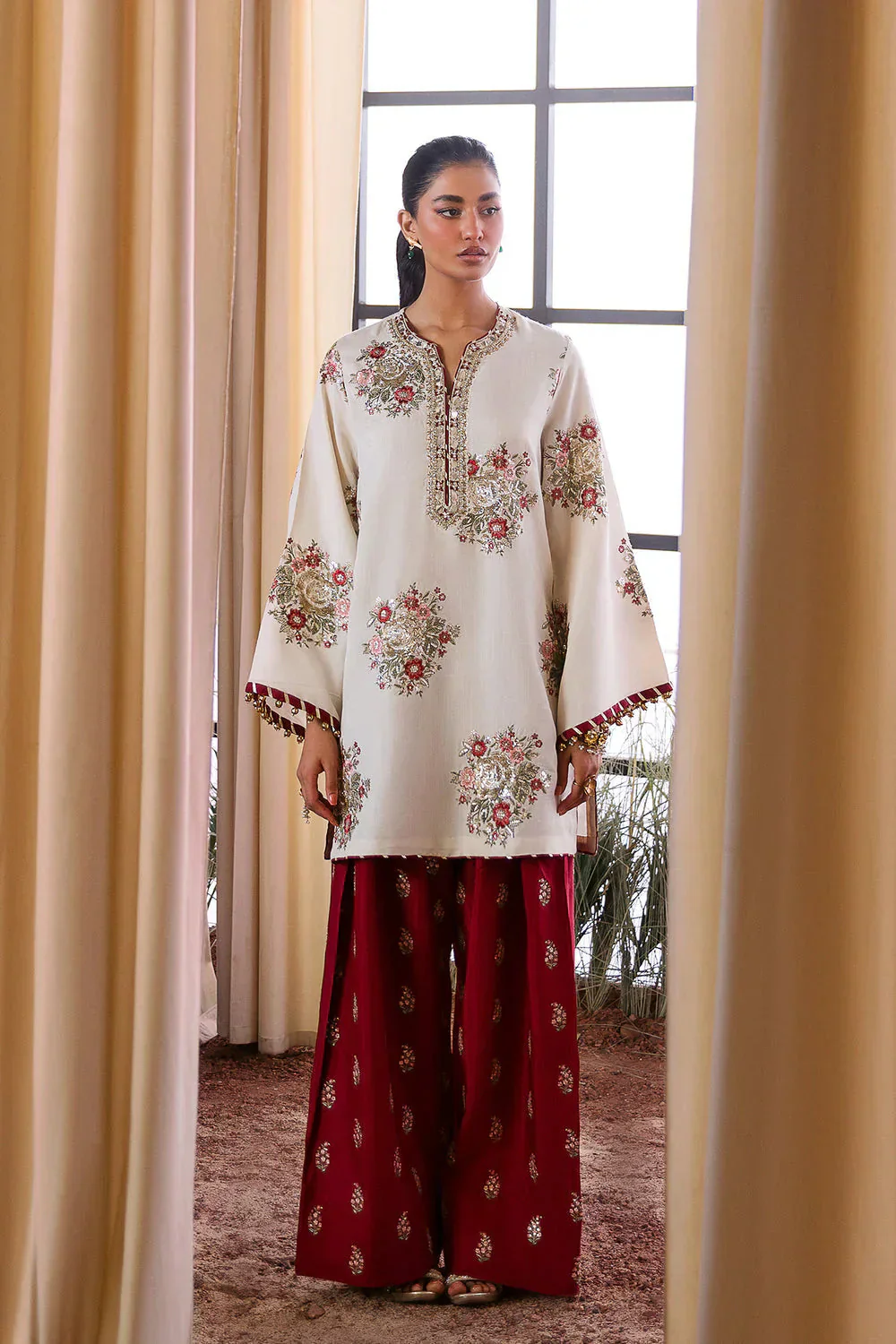 Ethnc Luxury Raw Silk HAnd Made Collection Ethnc Off White