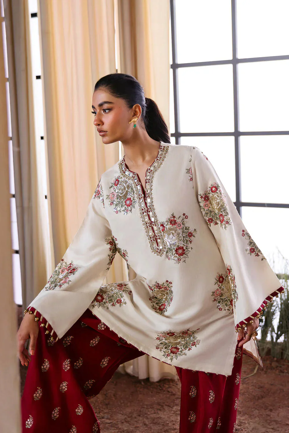 Ethnc Luxury Raw Silk HAnd Made Collection Ethnc Off White