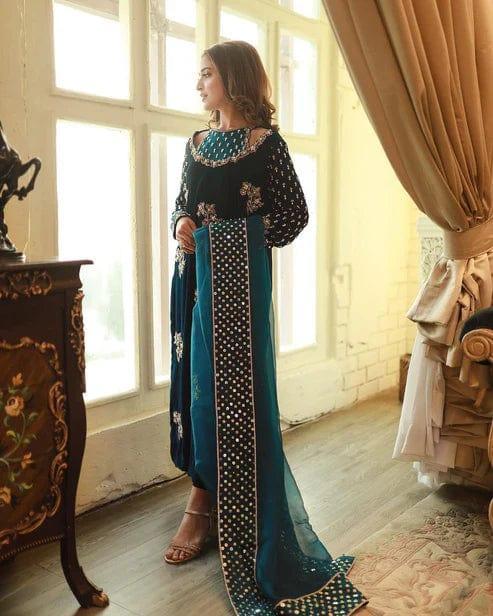 Afrozeh Luxury Velvet Collection Unstitched 3 Pieces ZINC Gold - 3 pieces Velvet - Zainabjees