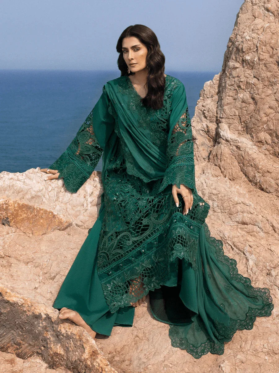 Mahnur Luxury Embroidered 3 Pc Unstitched Lawn Collection Eirene - 3 Pieces Lawn - Zainabjees