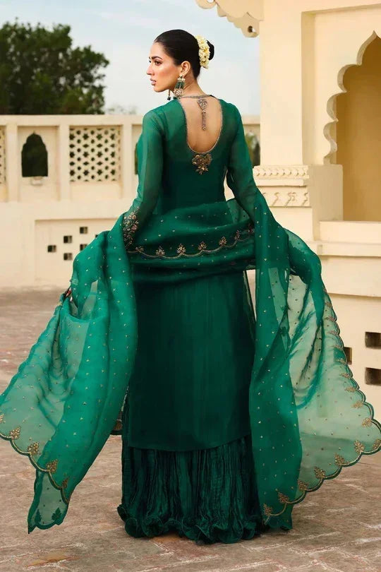 Maria.B Luxury Organza Embroidered 3 Piece Unstitched Zamrood Ara