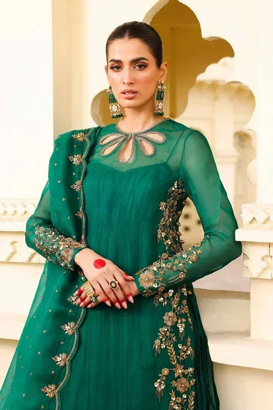 Maria.B Luxury Organza Embroidered 3 Piece Unstitched Zamrood Ara