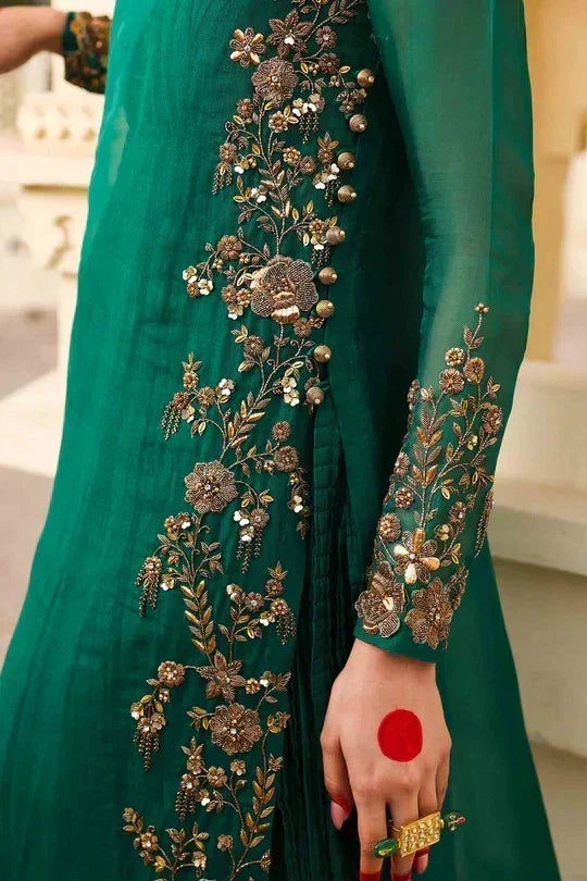 Maria.B Luxury Organza Embroidered 3 Piece Unstitched Zamrood Ara