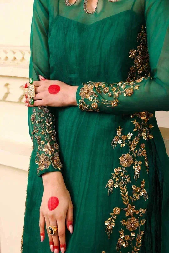 Maria.B Luxury Organza Embroidered 3 Piece Unstitched Zamrood Ara