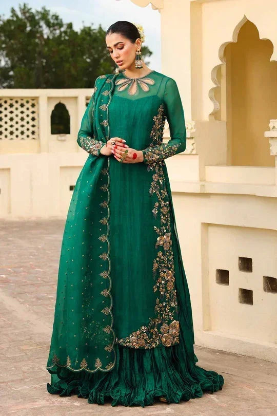 Maria.B Luxury Organza Embroidered 3 Piece Unstitched Zamrood Ara