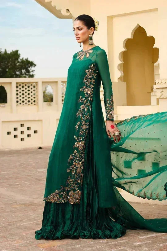 Maria.B Luxury Organza Embroidered 3 Piece Unstitched Zamrood Ara