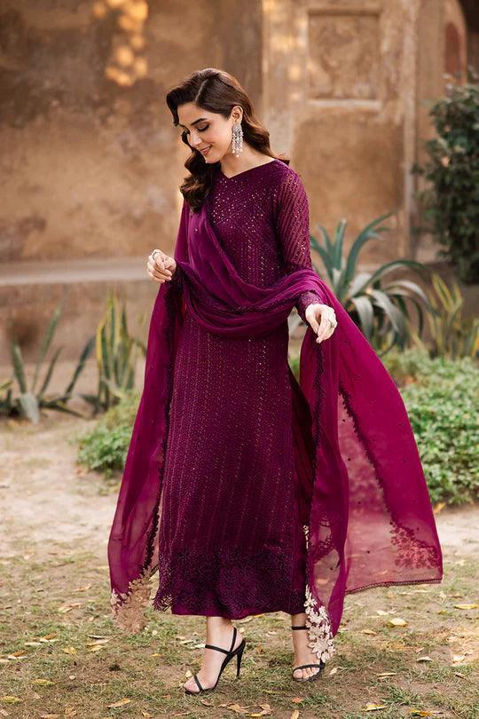 Azure Luxury Embroidered Chiffon Unstitched Collection GARNET MAJESTY - 3 pieces chiffon - Zainabjees