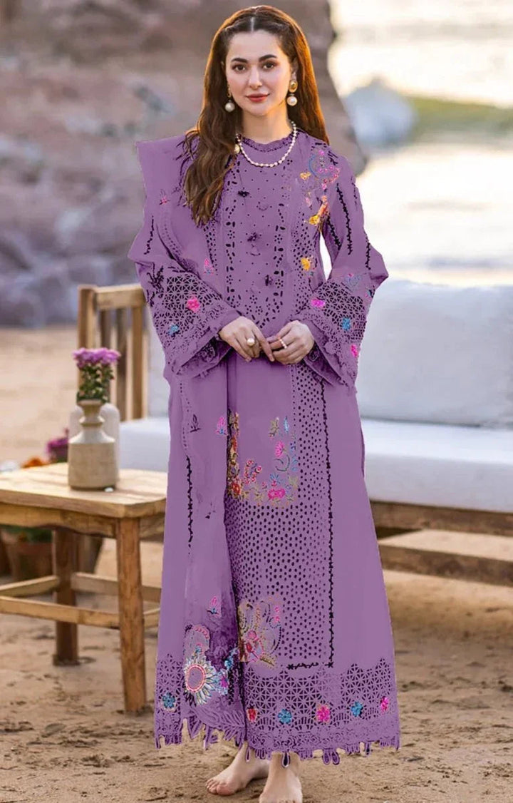 Qalamkar Luxury Chiken Kari Lawn Unstitched 3 Pieces Lavender FP - 09 SELIN - 3 Pieces Lawn - Zainabjees