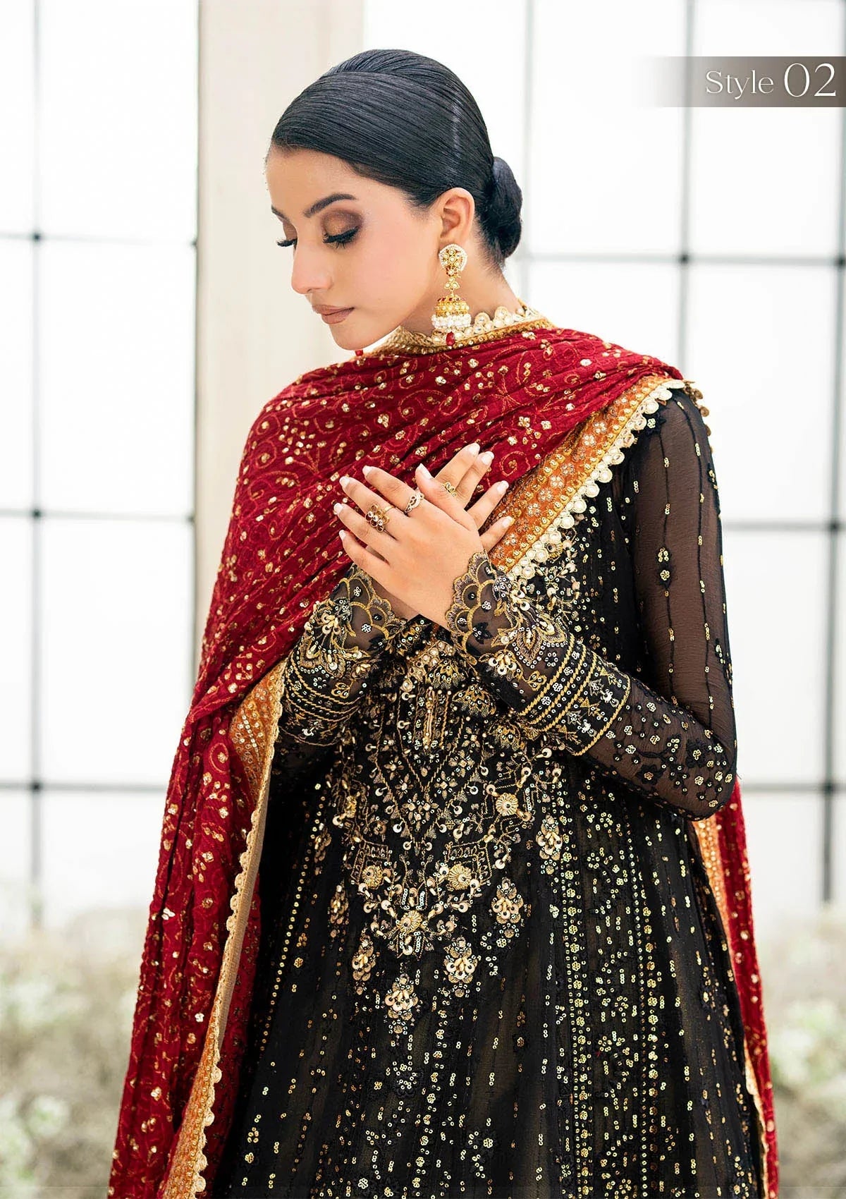 AIK ATELIER Luxury Chiffon Unstitched Embroidered Collection Look 01