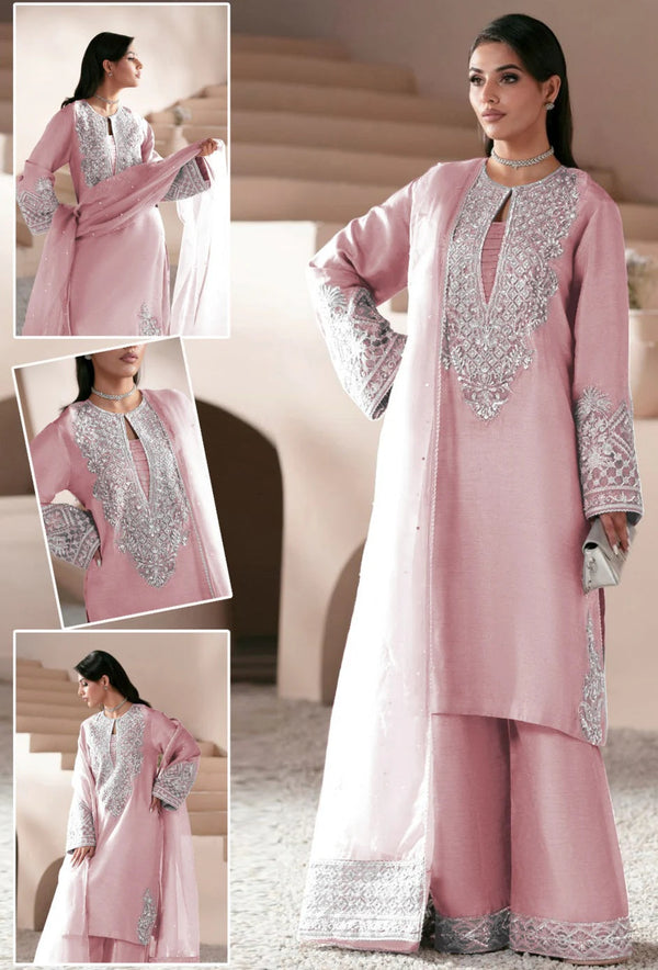 AJR Couture Luxury Silk Embroidered 3 Piece Unstitched - Celestia0