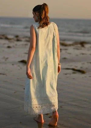 Zaib By Nimsay Luxury Embroidered Chiken Kari Lawn Unstitched 3 Piece Sky Blue - 3 Pieces Lawn - Zainabjees