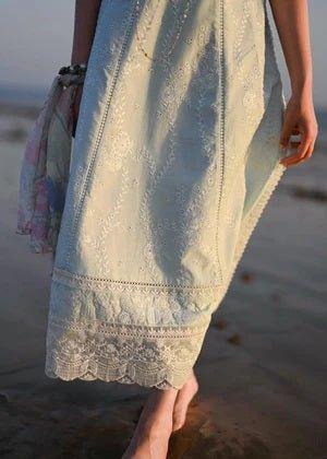 Zaib By Nimsay Luxury Embroidered Chiken Kari Lawn Unstitched 3 Piece Sky Blue - 3 Pieces Lawn - Zainabjees