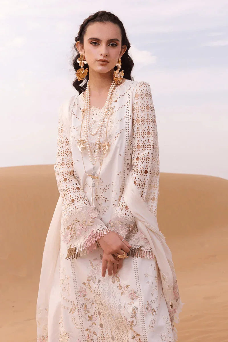Qalamkar Festive Eid Embroidered Chikankari 3 Pc Unstitched Suit KM - 02 SAOIRSE - 3 Pieces Lawn - Zainabjees