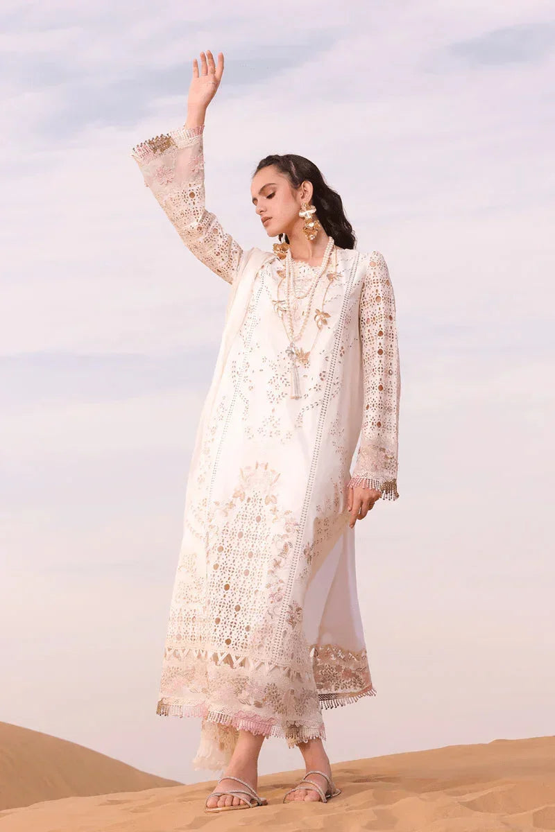Qalamkar Festive Eid Embroidered Chikankari 3 Pc Unstitched Suit KM - 02 SAOIRSE - 3 Pieces Lawn - Zainabjees