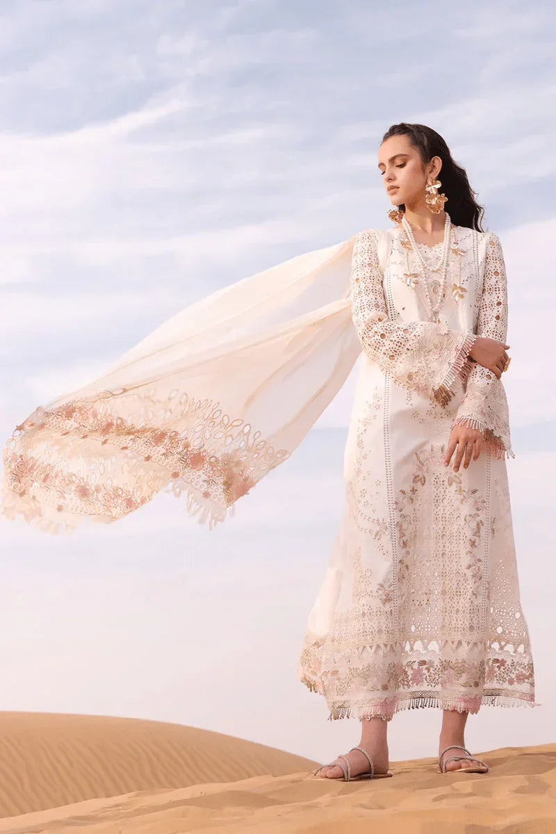 Qalamkar Festive Eid Embroidered Chikankari 3 Pc Unstitched Suit KM - 02 SAOIRSE - 3 Pieces Lawn - Zainabjees