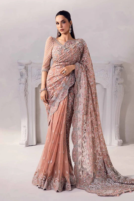 Maria.B Net Embroidered 3 Piece Unstitched - Solana MC-1011-A saree