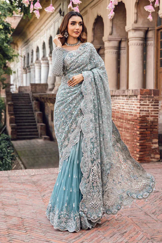 Maria.B Couture Net Embroidered Saree Fully Hand Emblishment MC-1011