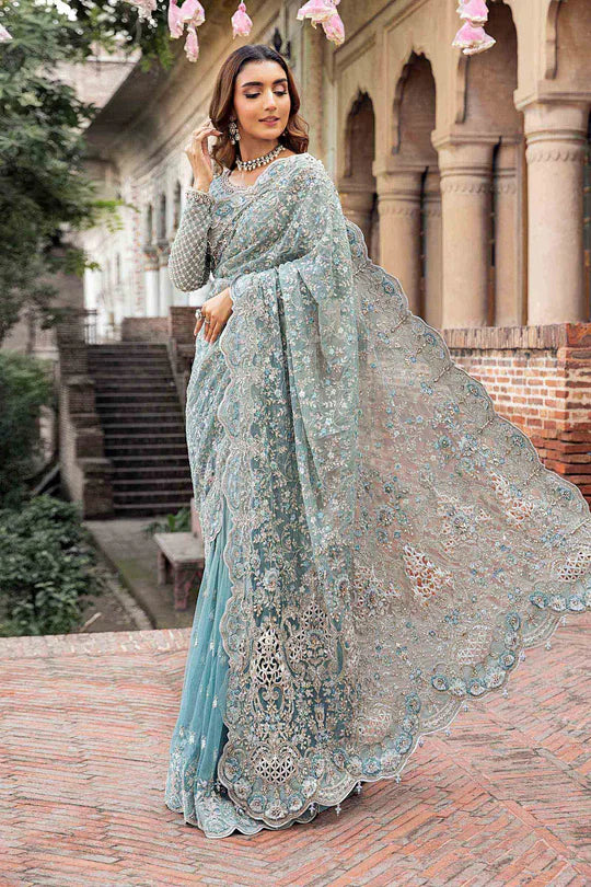 Maria.B Couture Net Embroidered Saree Fully Hand Emblishment MC-1011