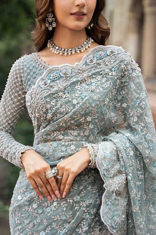 Maria.B Couture Net Embroidered Saree Fully Hand Emblishment MC-1011