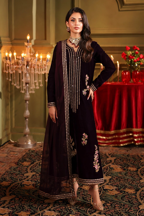 Charizma Luxury Velvet Embroidered Unstitched Collection VVT4-014