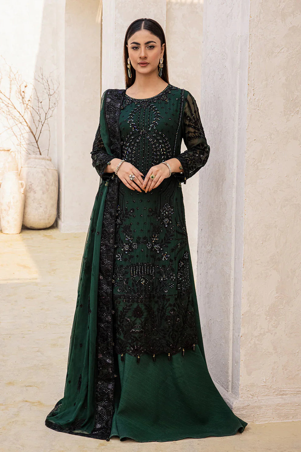 Zebtan Luxury Chiffon Embroidered 3 Pc Unstitched Collection ZR-03