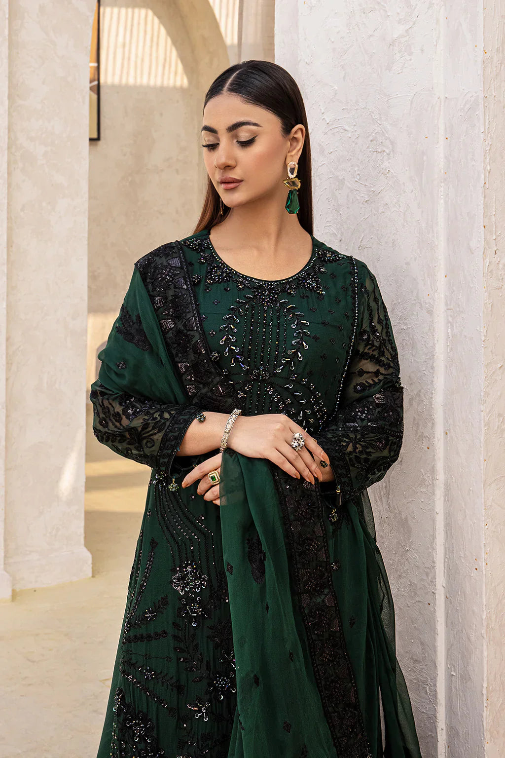 Zebtan Luxury Chiffon Embroidered 3 Pc Unstitched Collection ZR-03