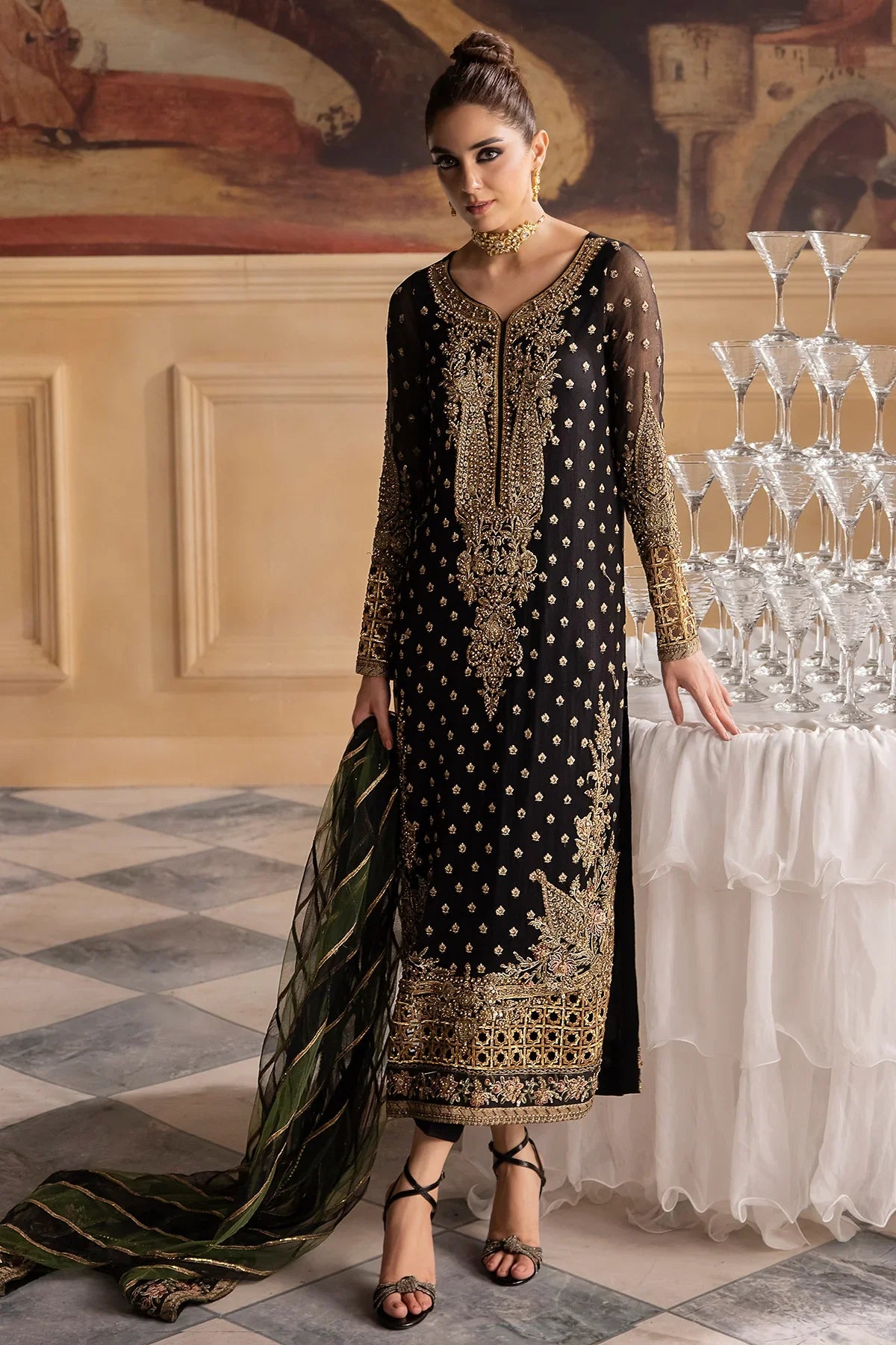 Charizma Premium Luxury Handwork Chiffon with Premium Embroidered Dupatta DJW4-06