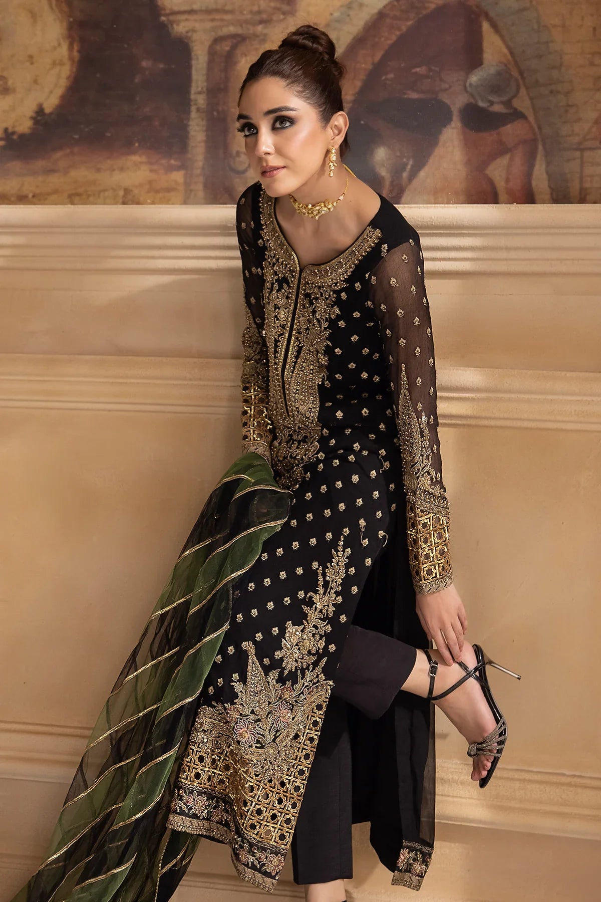Charizma Premium Luxury Handwork Chiffon with Premium Embroidered Dupatta DJW4-06