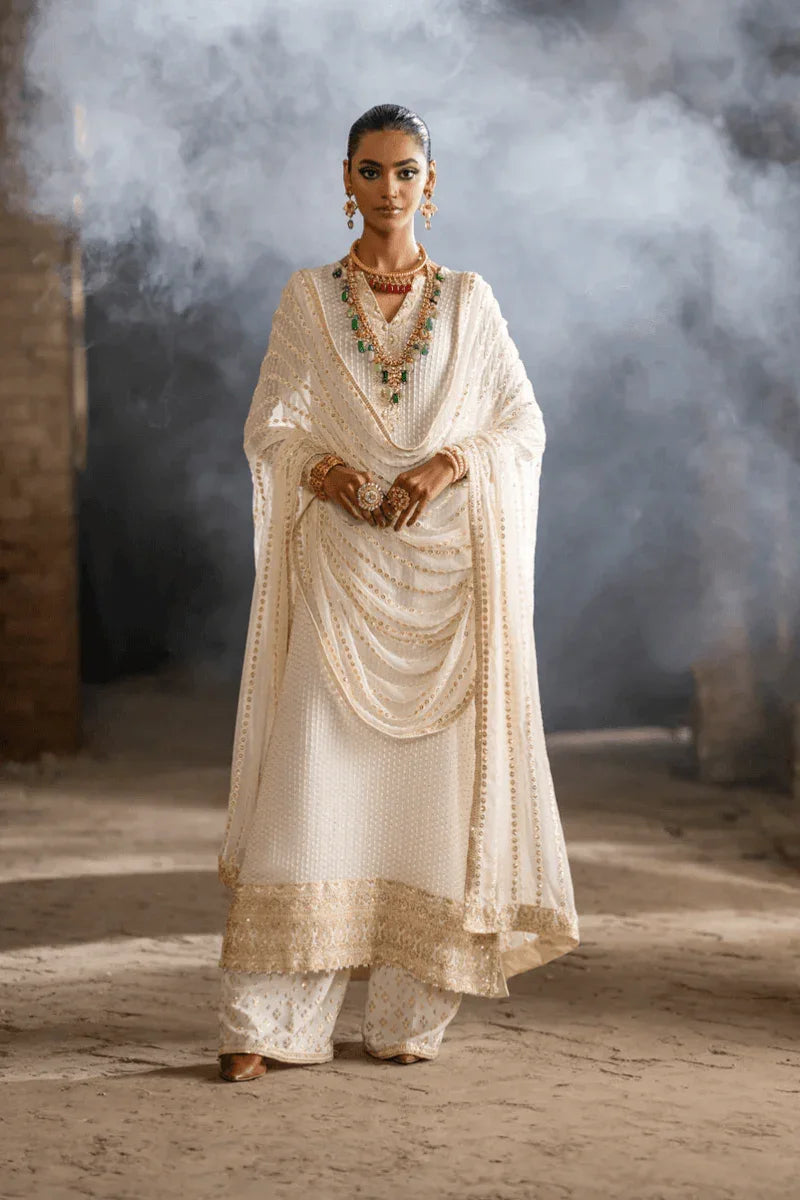 Erum Khan Chiffon Embroidered 3 Pc Unstitched Formal Collection TABEER - 3 pieces chiffon - Zainabjees