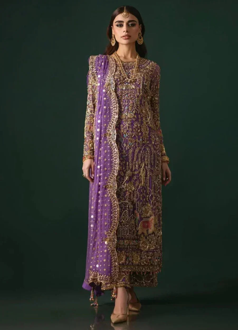 Nomi Ansari Luxury Pure Chiffon 3 Piece Unsticthed Couture