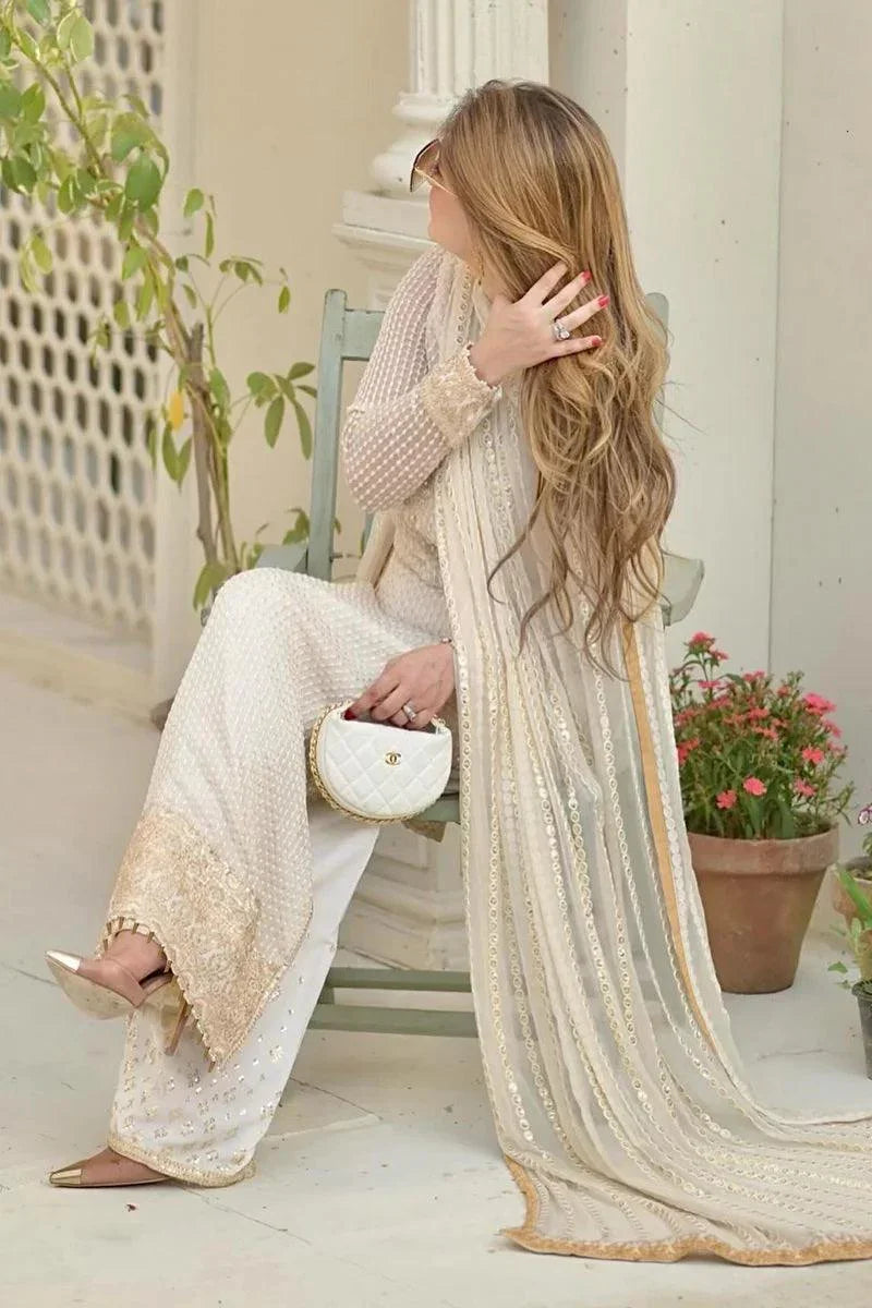 Erum Khan Chiffon Embroidered 3 Pc Unstitched Formal Collection TABEER - 3 pieces chiffon - Zainabjees