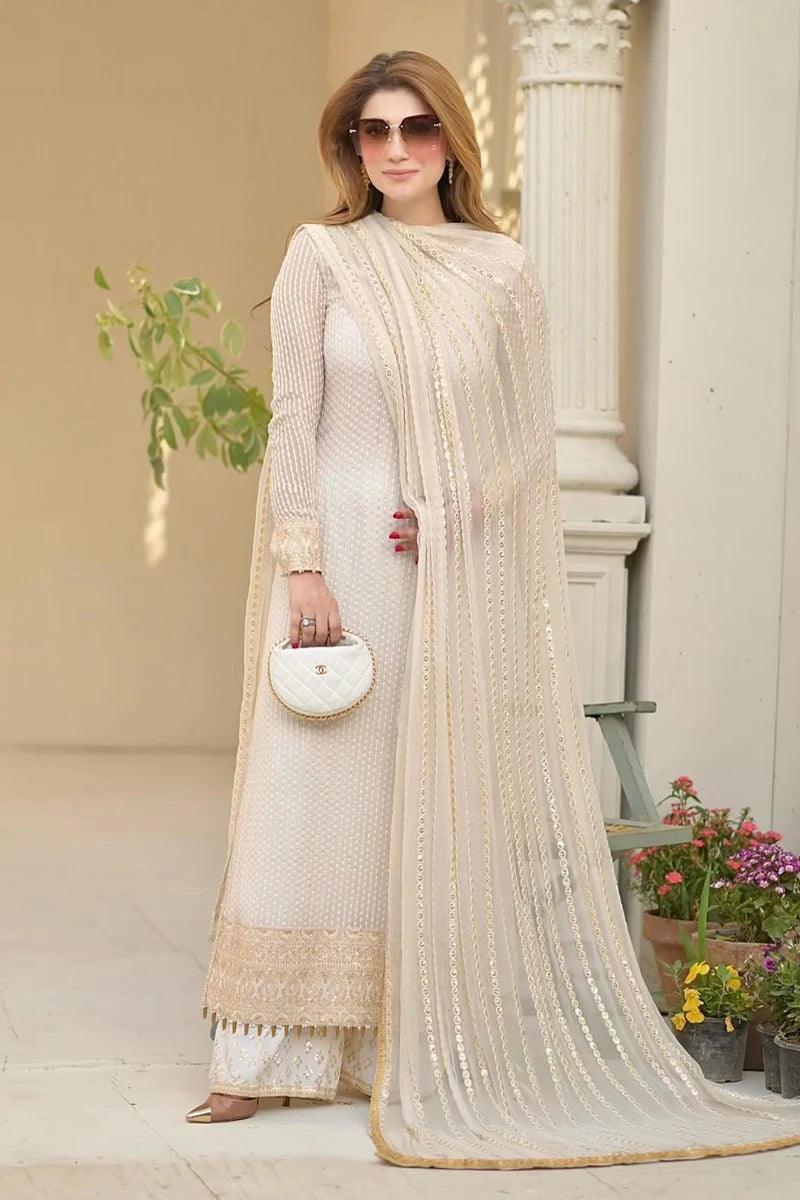 Erum Khan Chiffon Embroidered 3 Pc Unstitched Formal Collection TABEER - 3 pieces chiffon - Zainabjees