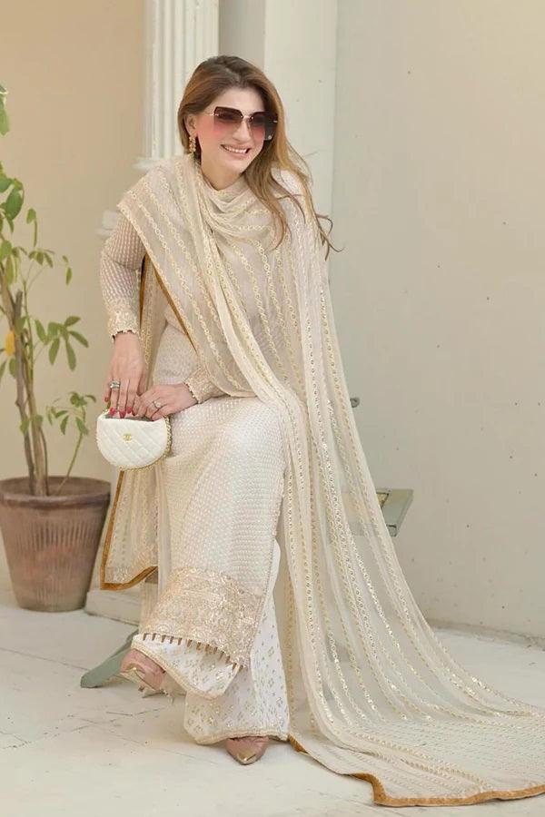 Erum Khan Chiffon Embroidered 3 Pc Unstitched Formal Collection TABEER - 3 pieces chiffon - Zainabjees