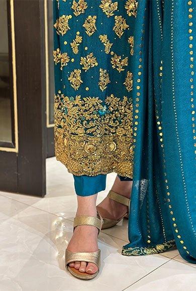 Haris Shakeel Premium Brides Pure Chiffon Unstitched 3 Piece Faushia - 3 Pieces pure Chiffon - Zainabjees