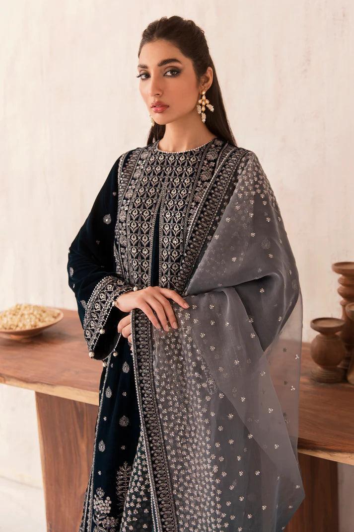 Baroque Jazmine Embroidered 3 Pieces Unstitched Velvet Formals Collection VF - 2003 - 3 pieces Velvet - Zainabjees