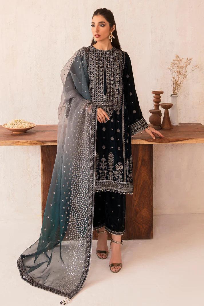 Baroque Jazmine Embroidered 3 Pieces Unstitched Velvet Formals Collection VF - 2003 - 3 pieces Velvet - Zainabjees